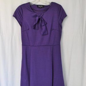 UC, 60s Style Bright Purple Dress Short Sleeve with Bow
